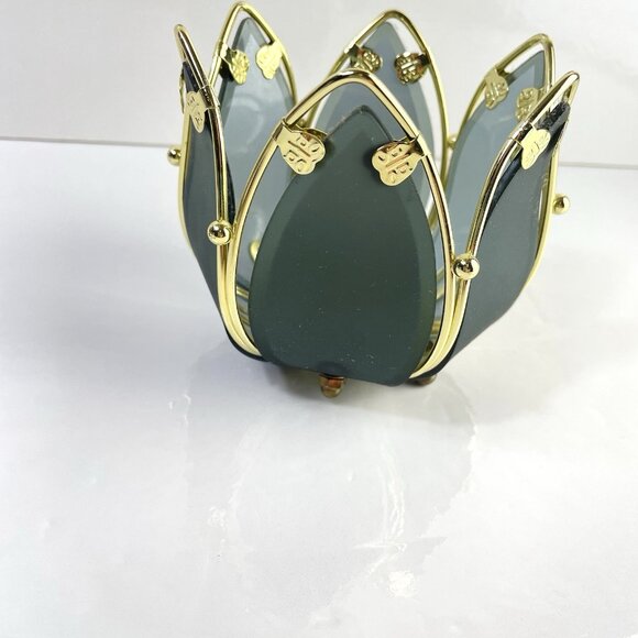 Vtg Lotus Flower Smoked Glass Matte Grey Lamp Shade Replacement Tulip Candle - Picture 5 of 8